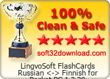 LingvoSoft FlashCards Russian <-> Finnish for Pocket PC 1.3.20 Clean & Safe award